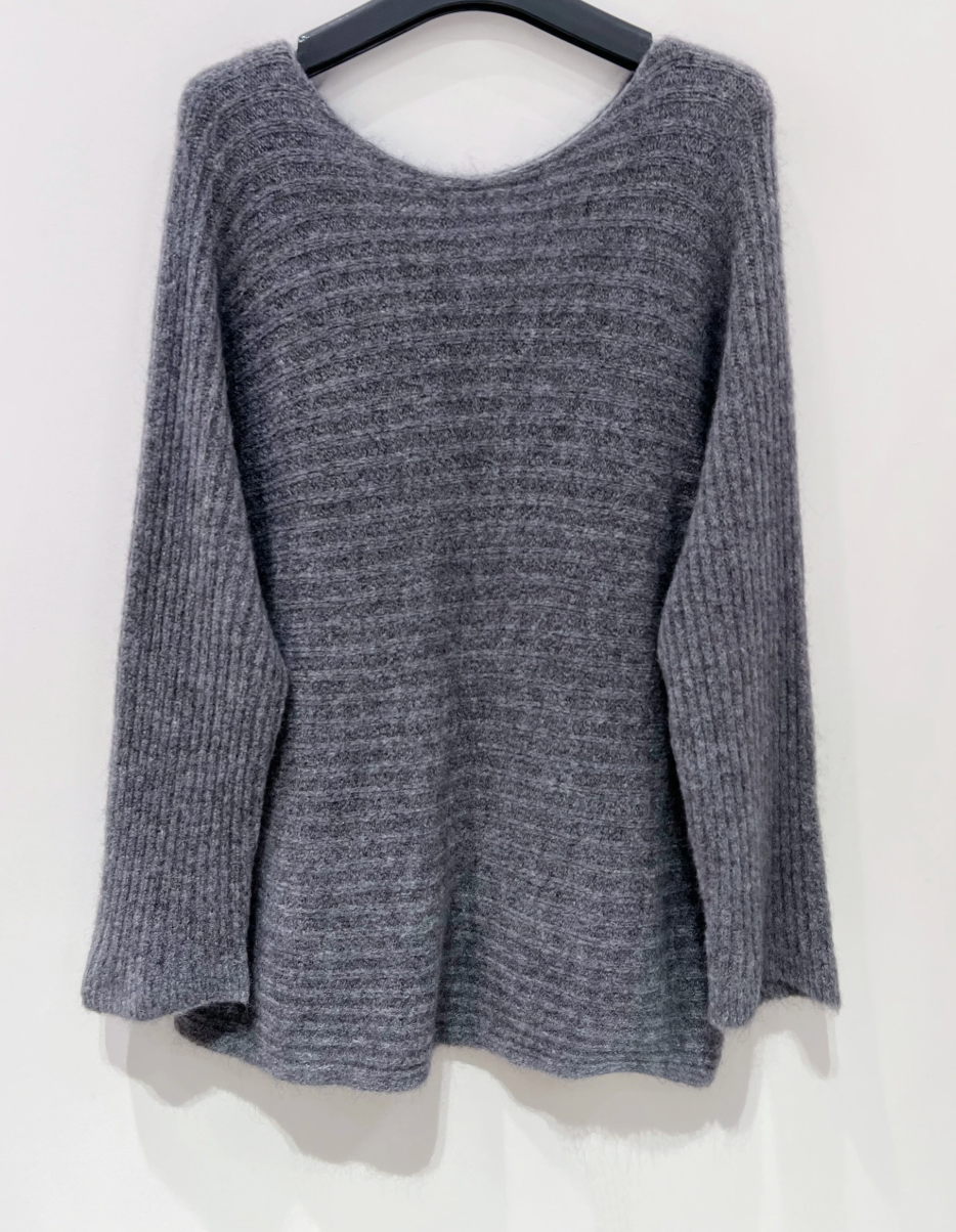 Pull oversize - mélange de laine et mohair gris