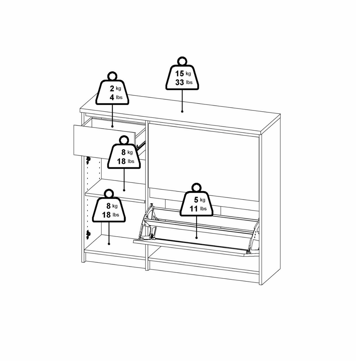 Armoire à chaussures - Noir mat