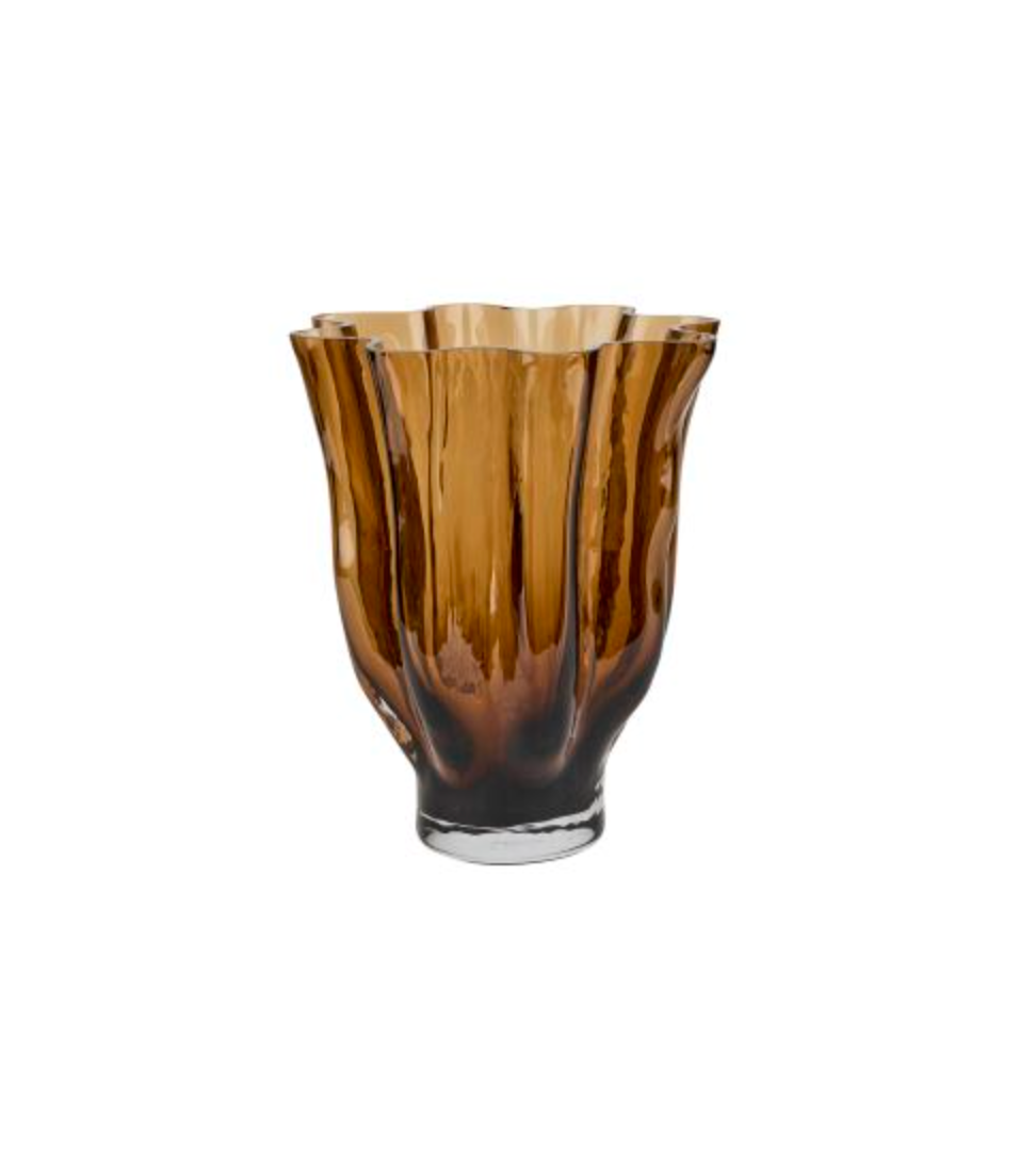 Vase en verre brun