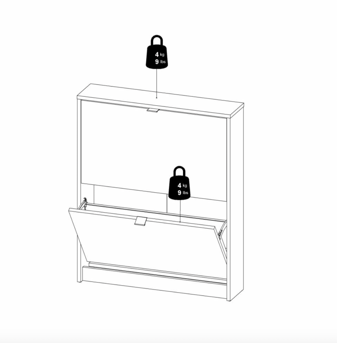 Armoire à chaussures à 2 compartiments - White