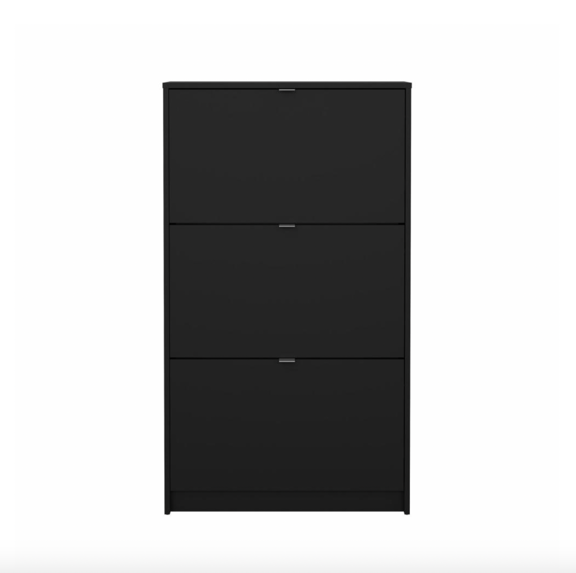 Armoire à chaussures avec 3 portes abattantes et 2 étagères - Black