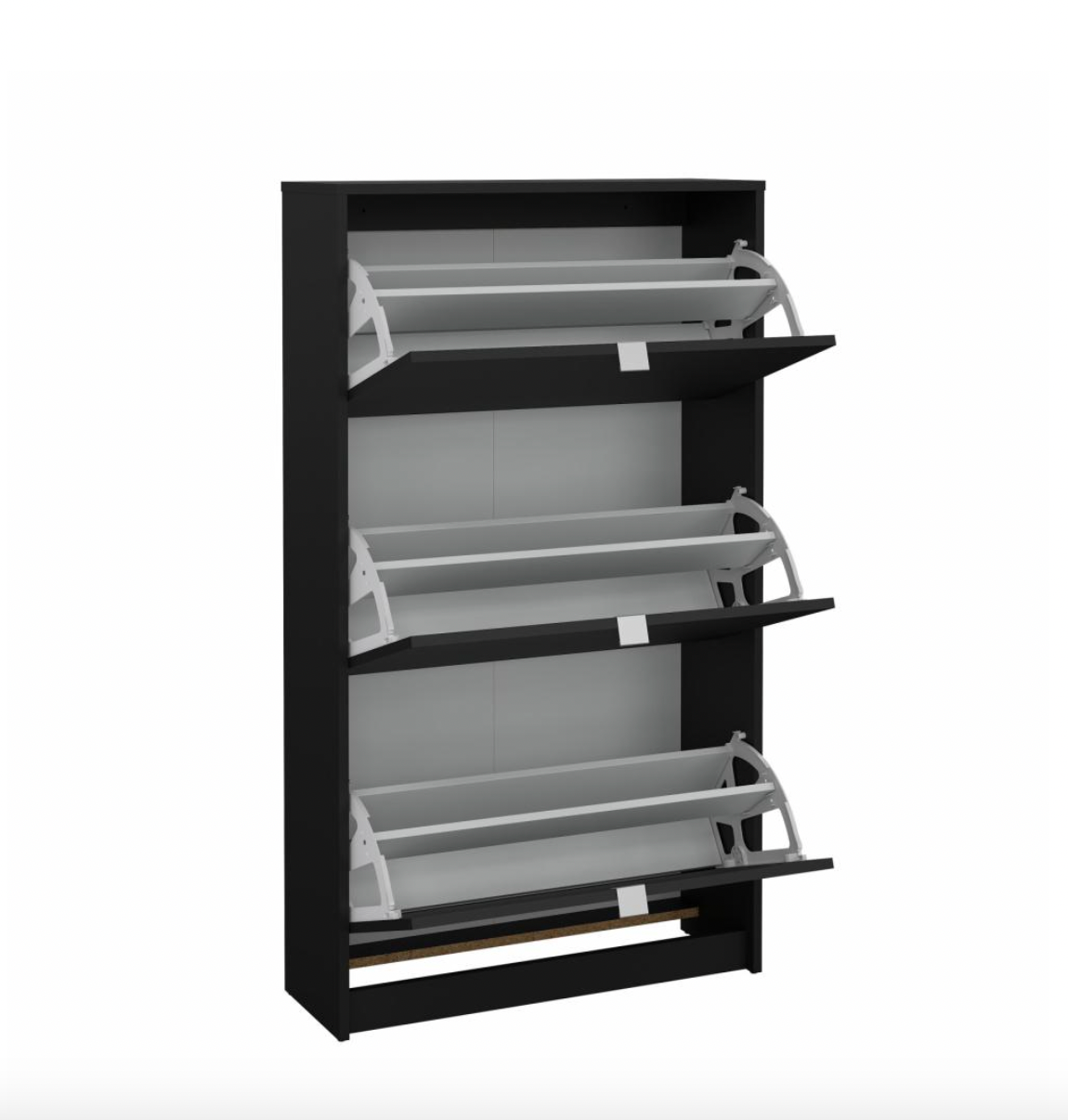 Armoire à chaussures avec 3 portes abattantes et 2 étagères - Black