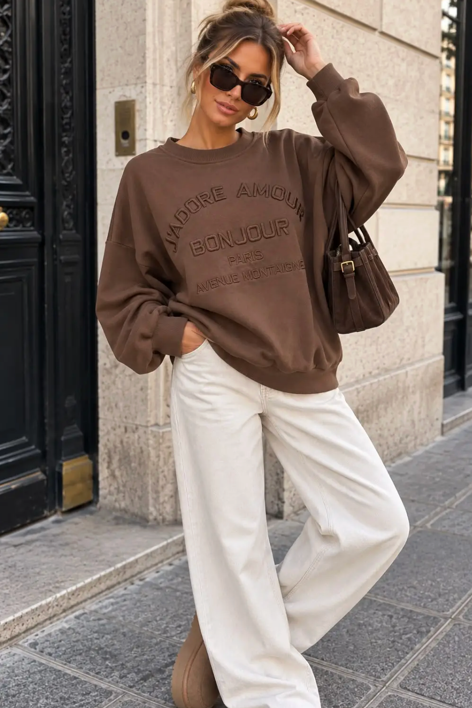 Sweat BONJOUR marron
