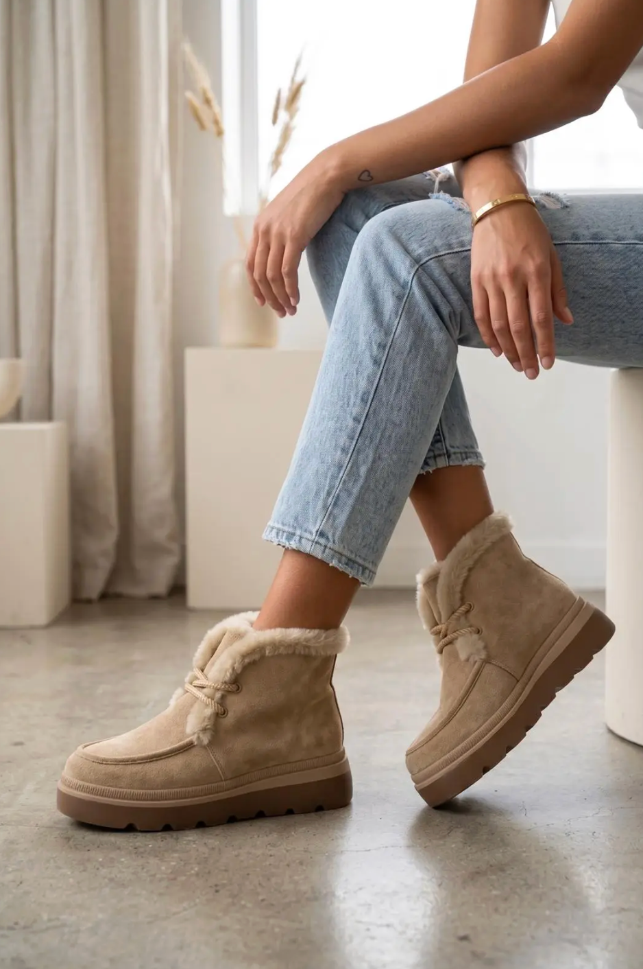 Bottines chelsea winter kaki/beige
