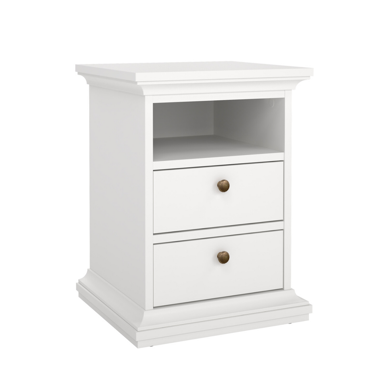 Table de chevet Paris White – 2 tiroirs