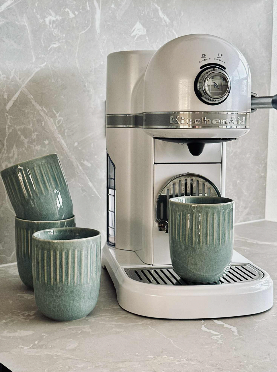 Lot de mugs en grès 4 pcs - Vert doux