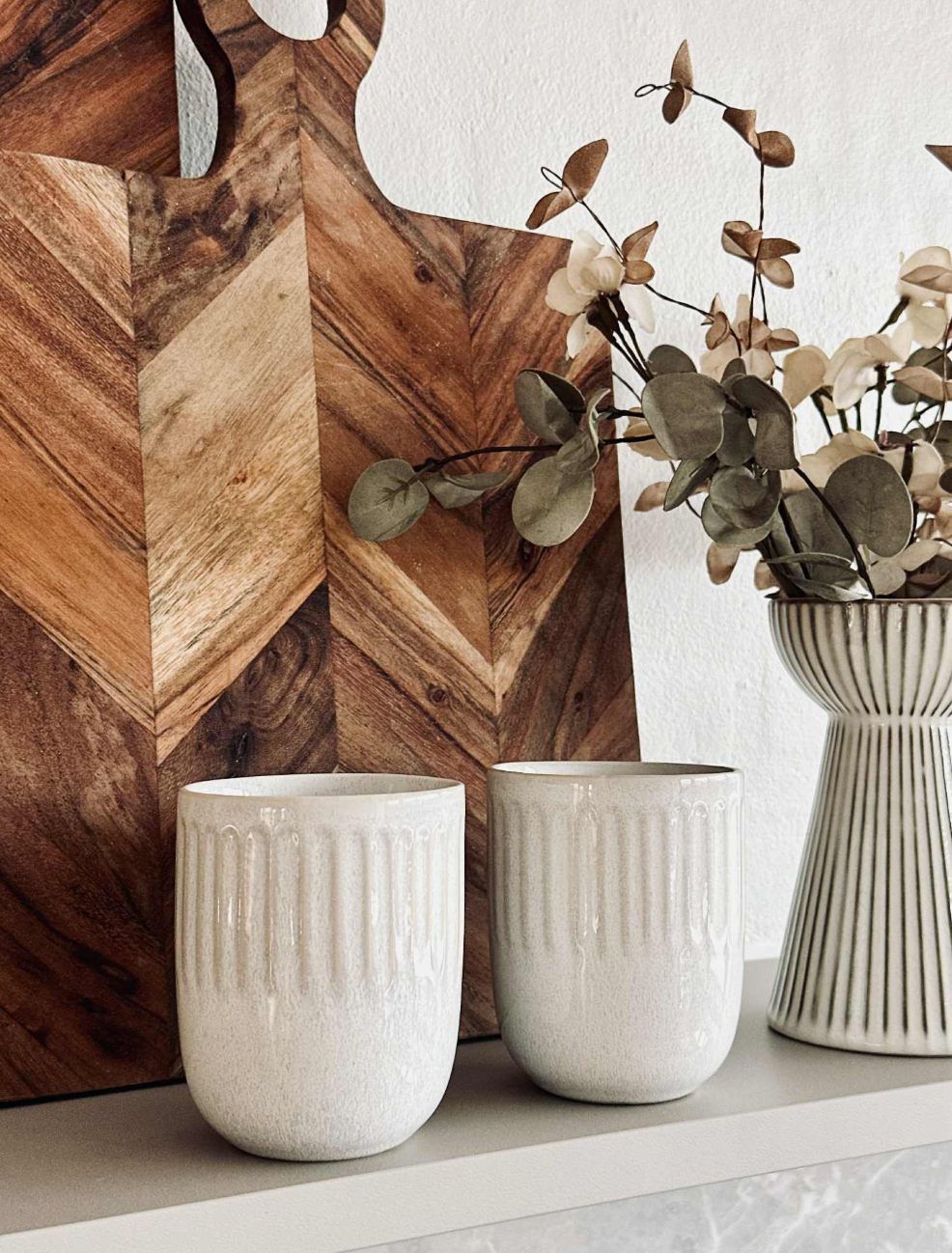 Lot de 4 mugs en grès - Crème