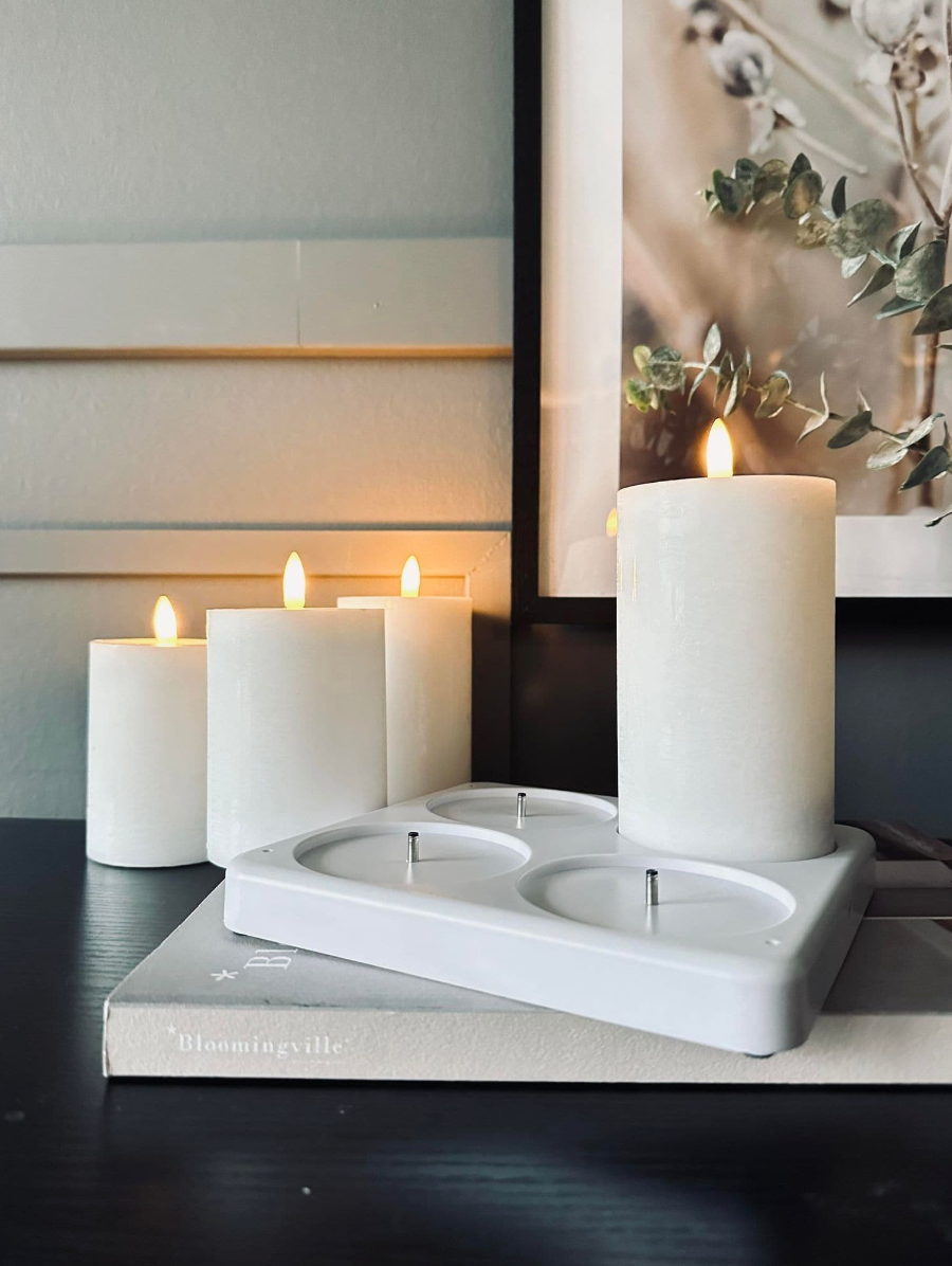 Bougies piliers rechargeables 4 pièces - Station de charge incluse