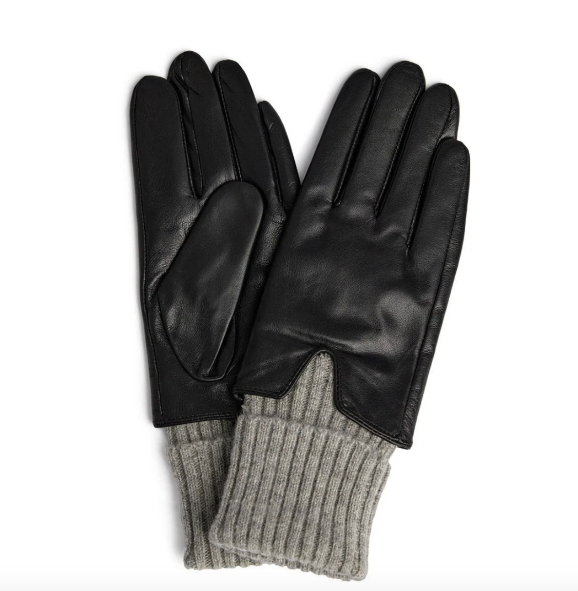 Gant en cuir avec maille rabattable - Black/Grey