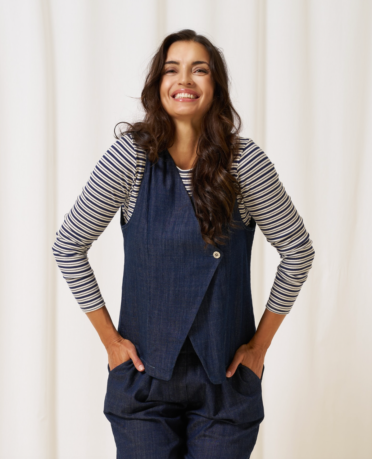 Le chemisier Christel à rayures - Navy / Crème