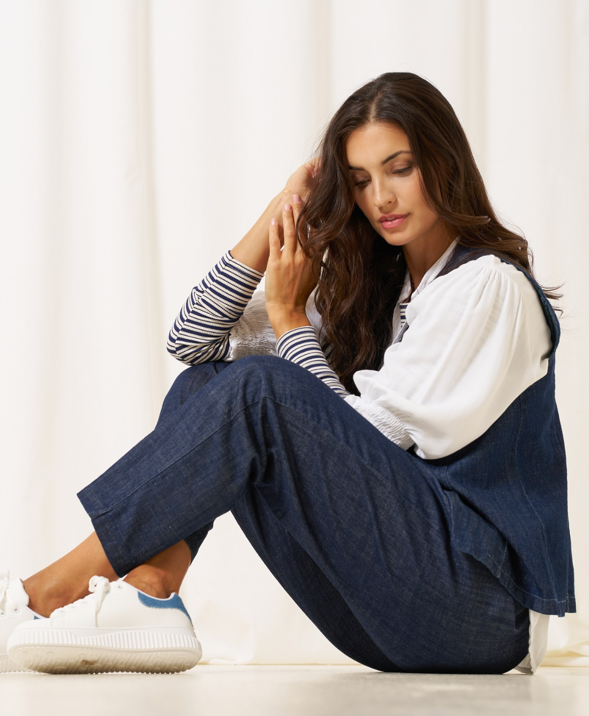 Le chemisier Christel à rayures - Navy / Crème