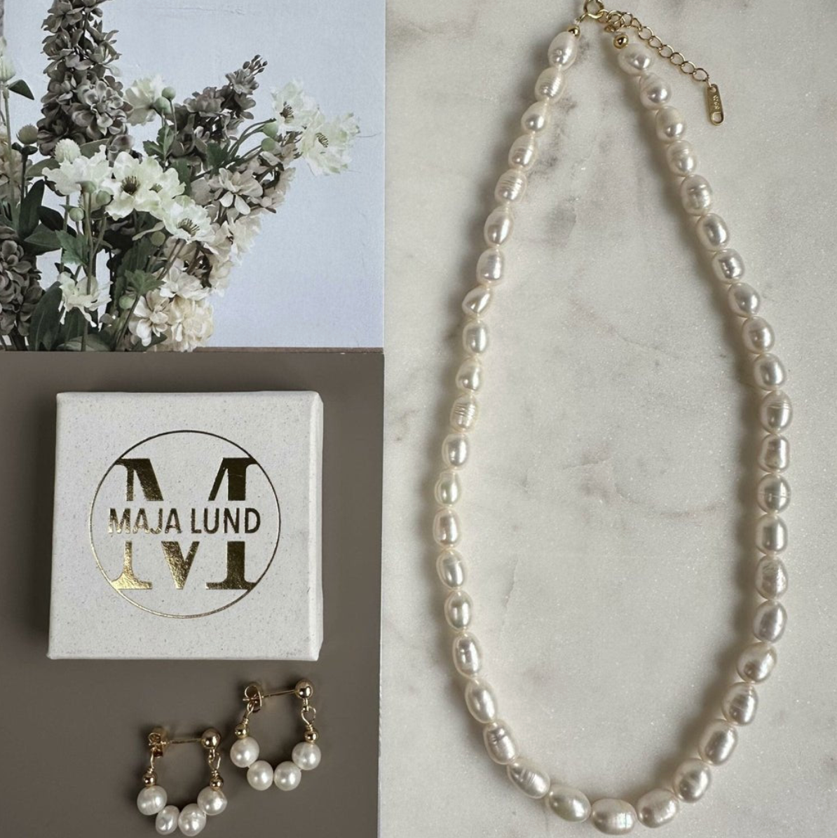 Collier Tinka avec perles d’eau douce blanc cassé