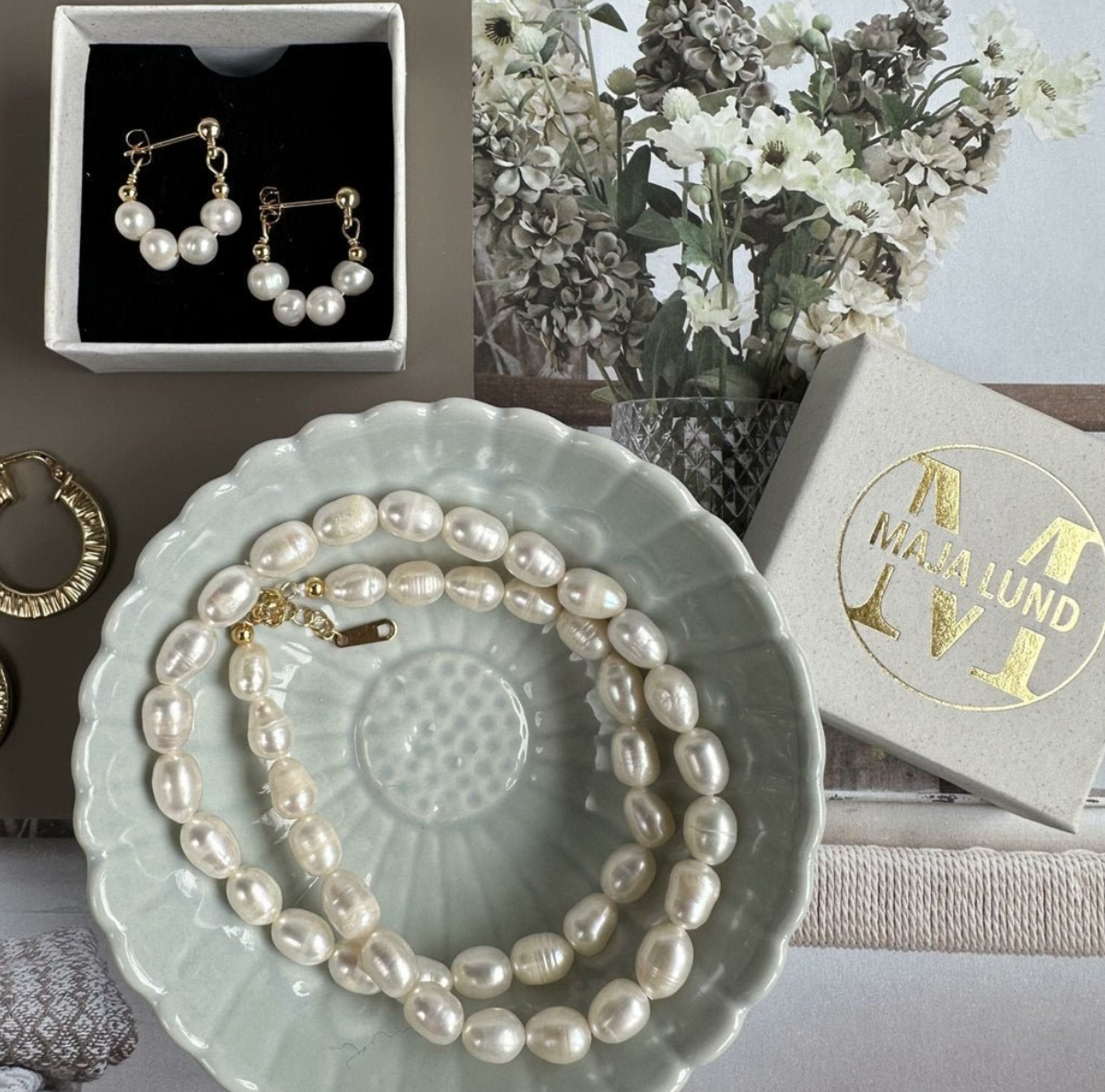 Collier Tinka avec perles d’eau douce blanc cassé
