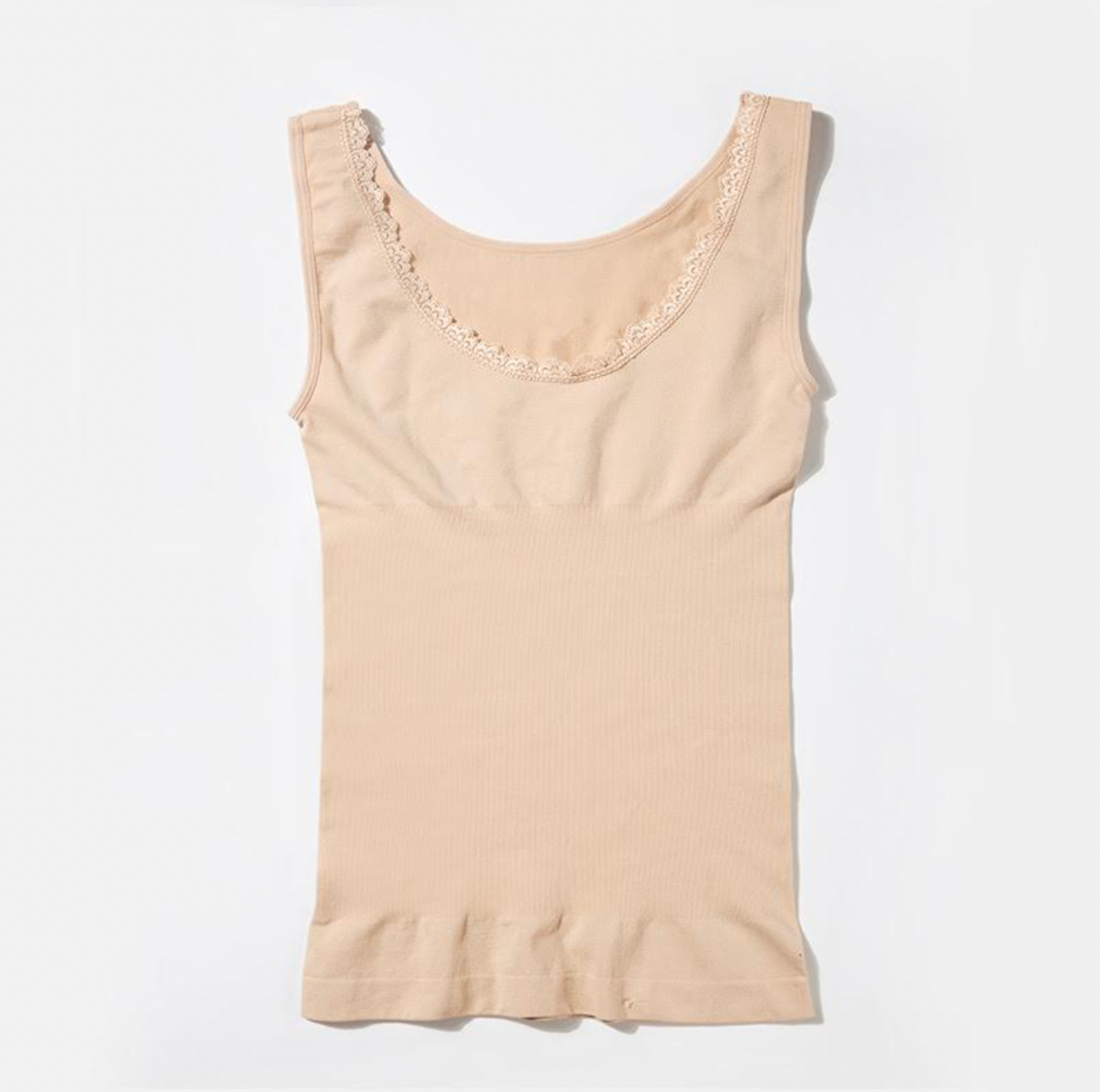 Top sans couture à bord en dentelle - Nude