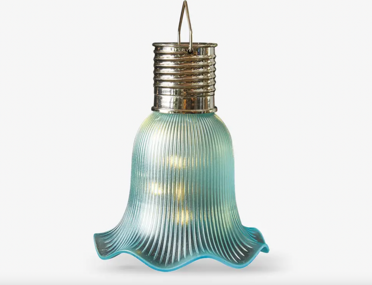 Lampion fleur avec panneaux solaires - Aqua