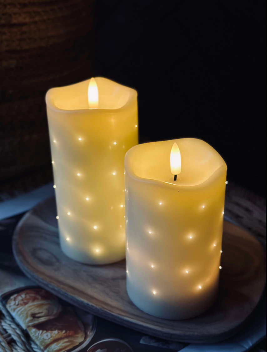 Bougie bloc LED White TWINKLE - 12,5 cm