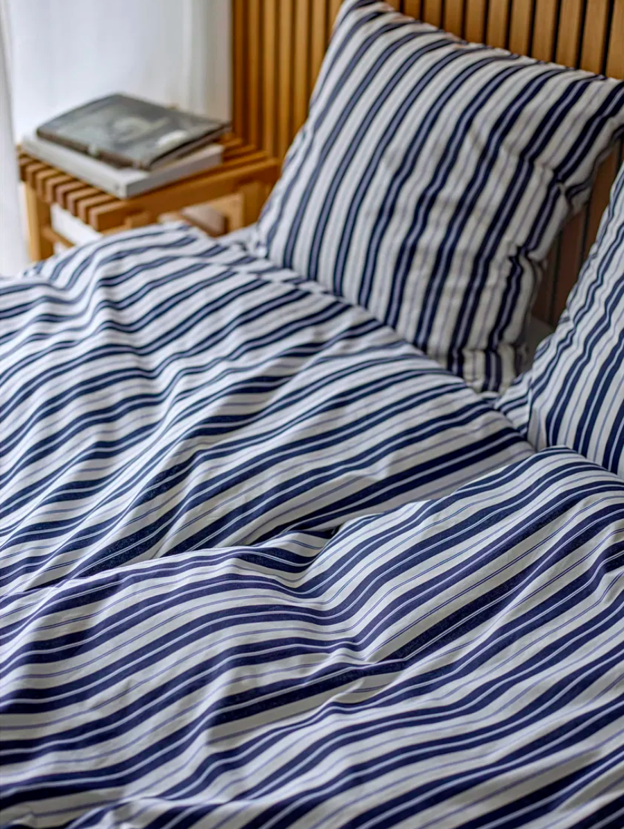 Parure de lit, Flow bleu marine, 140x220 - 63x60