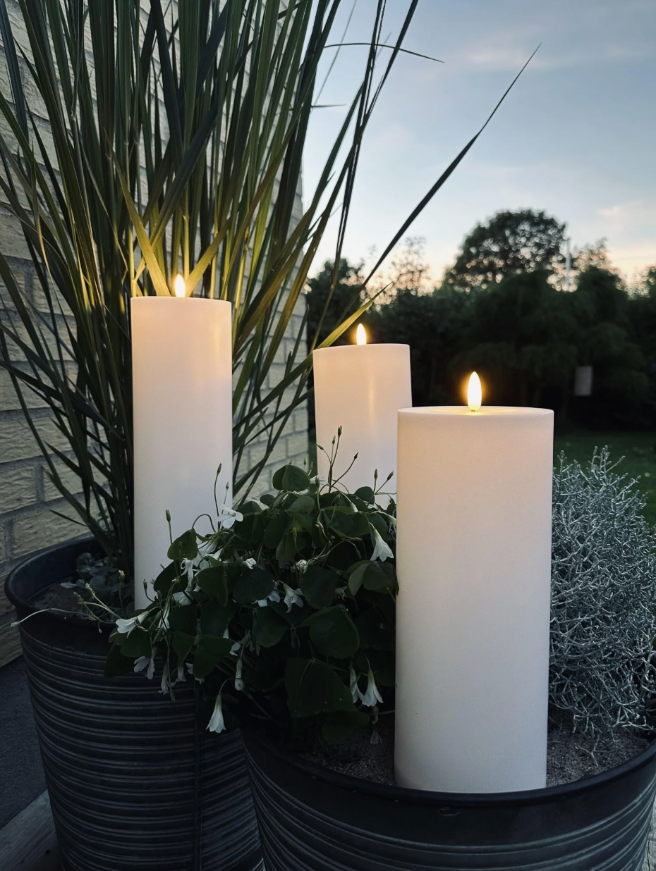 Bougies piliers LED d'extérieur XL H 25 cm - lot de 2 avec télécommande