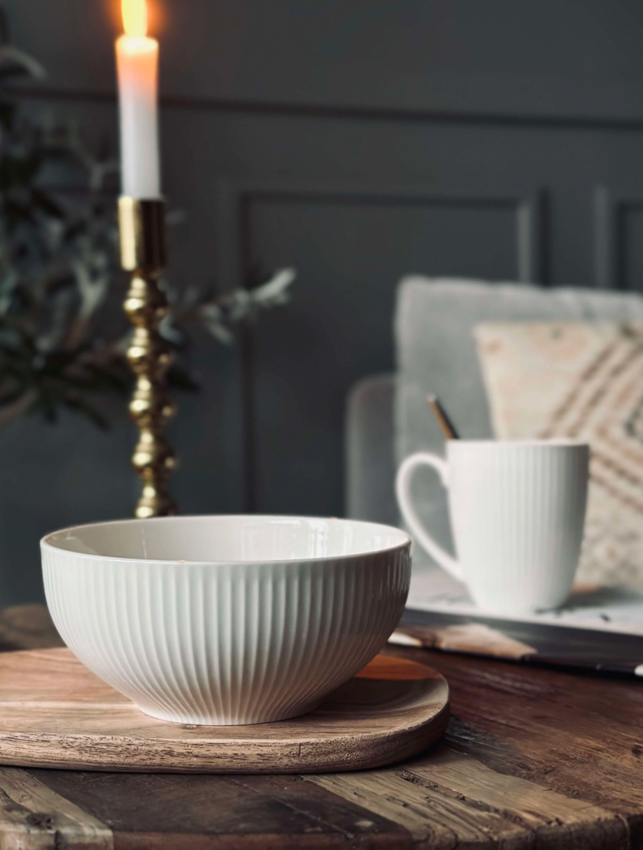 Porcelaine rainurée pour 4 personnes - 16 pièces