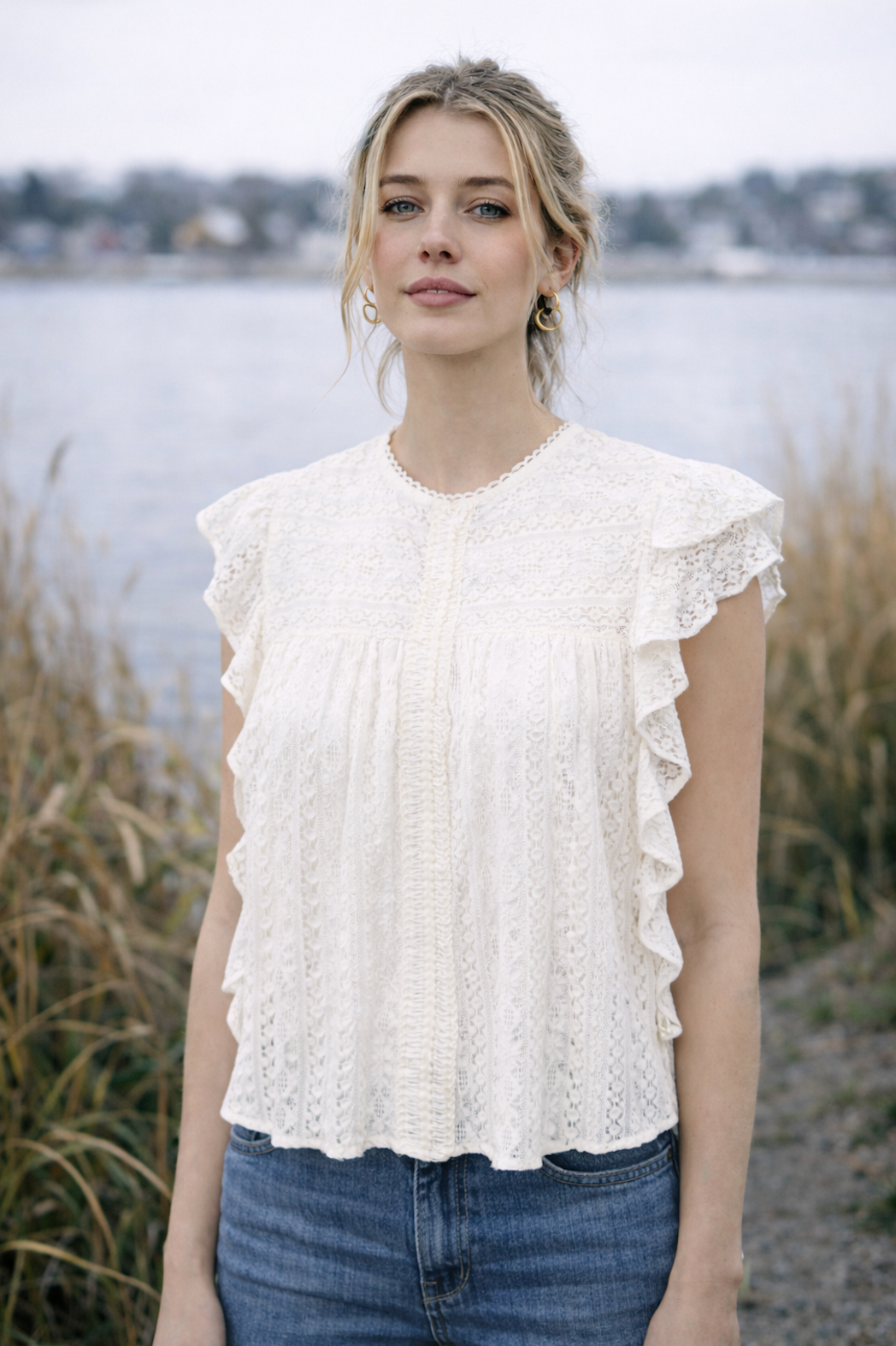 Blouse en dentelle Nelly - White