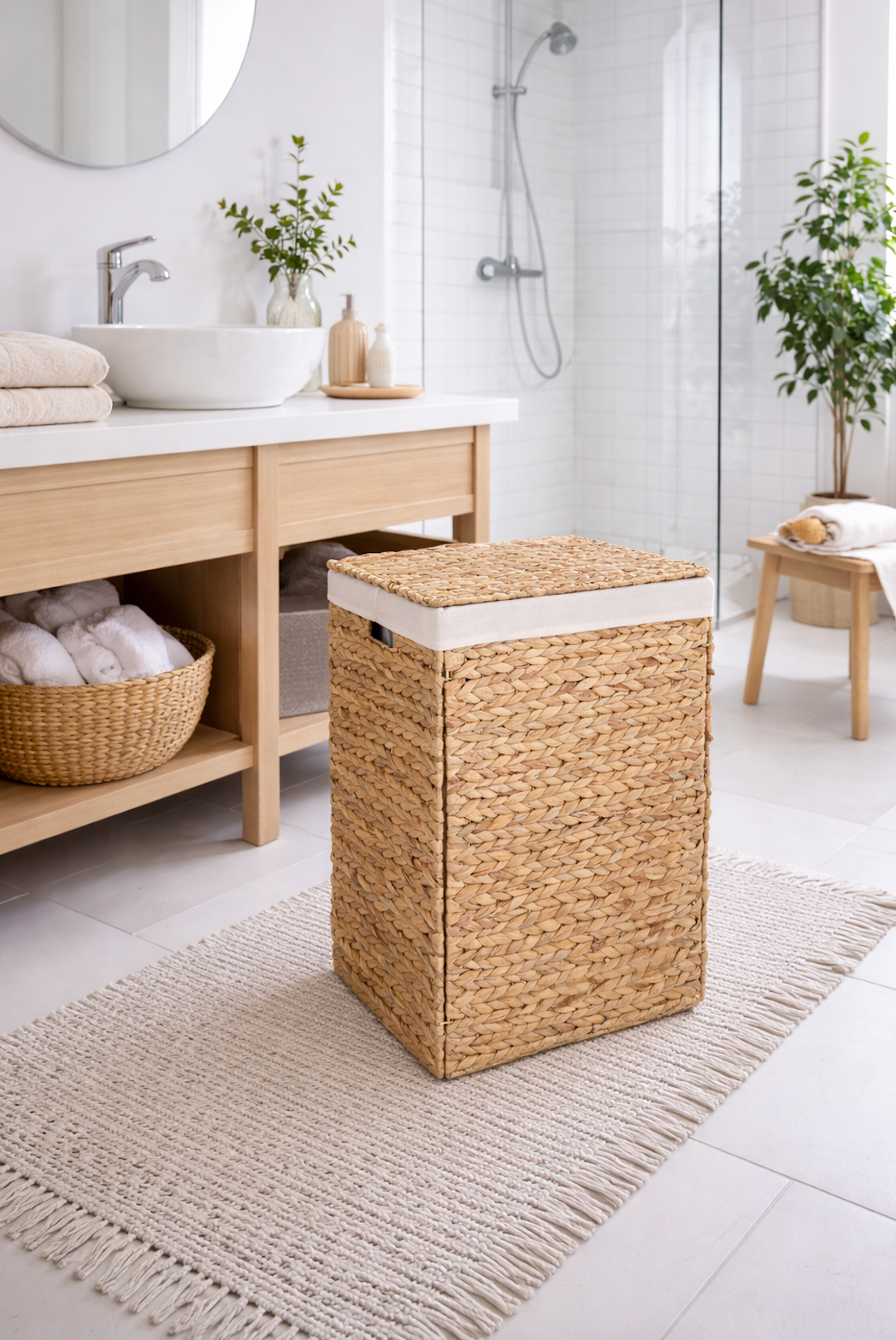 Panier à linge avec couvercle et sac intérieur