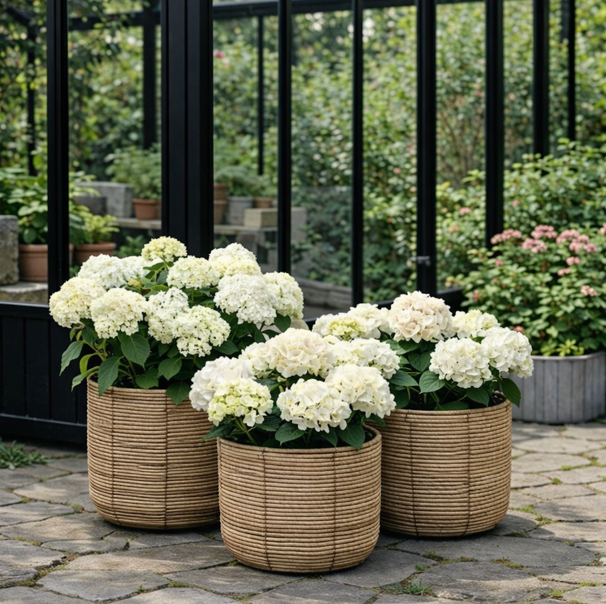 Paniers à plantes RATTAN – Lot de 3 tailles