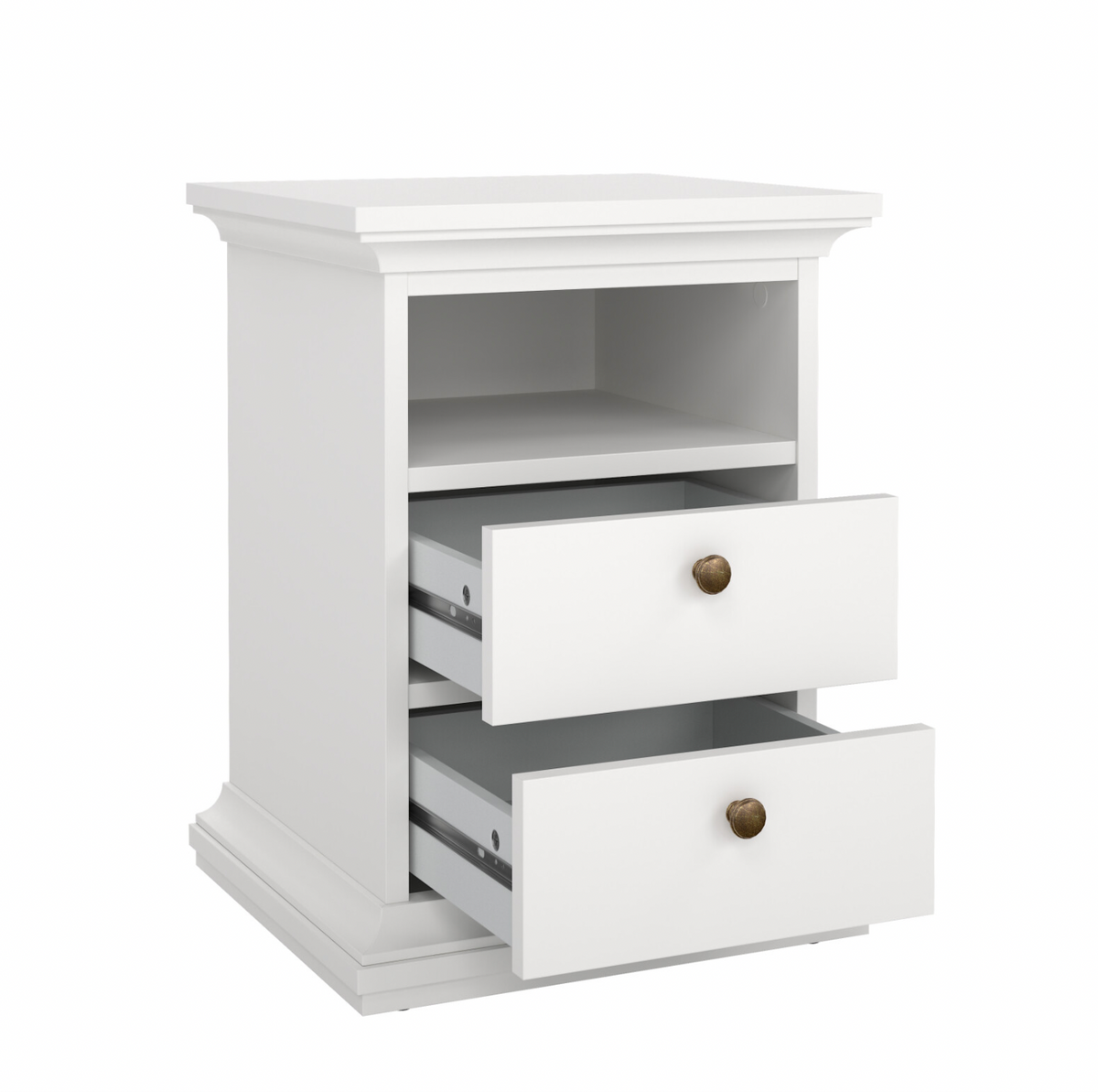 Table de chevet Paris White – 2 tiroirs