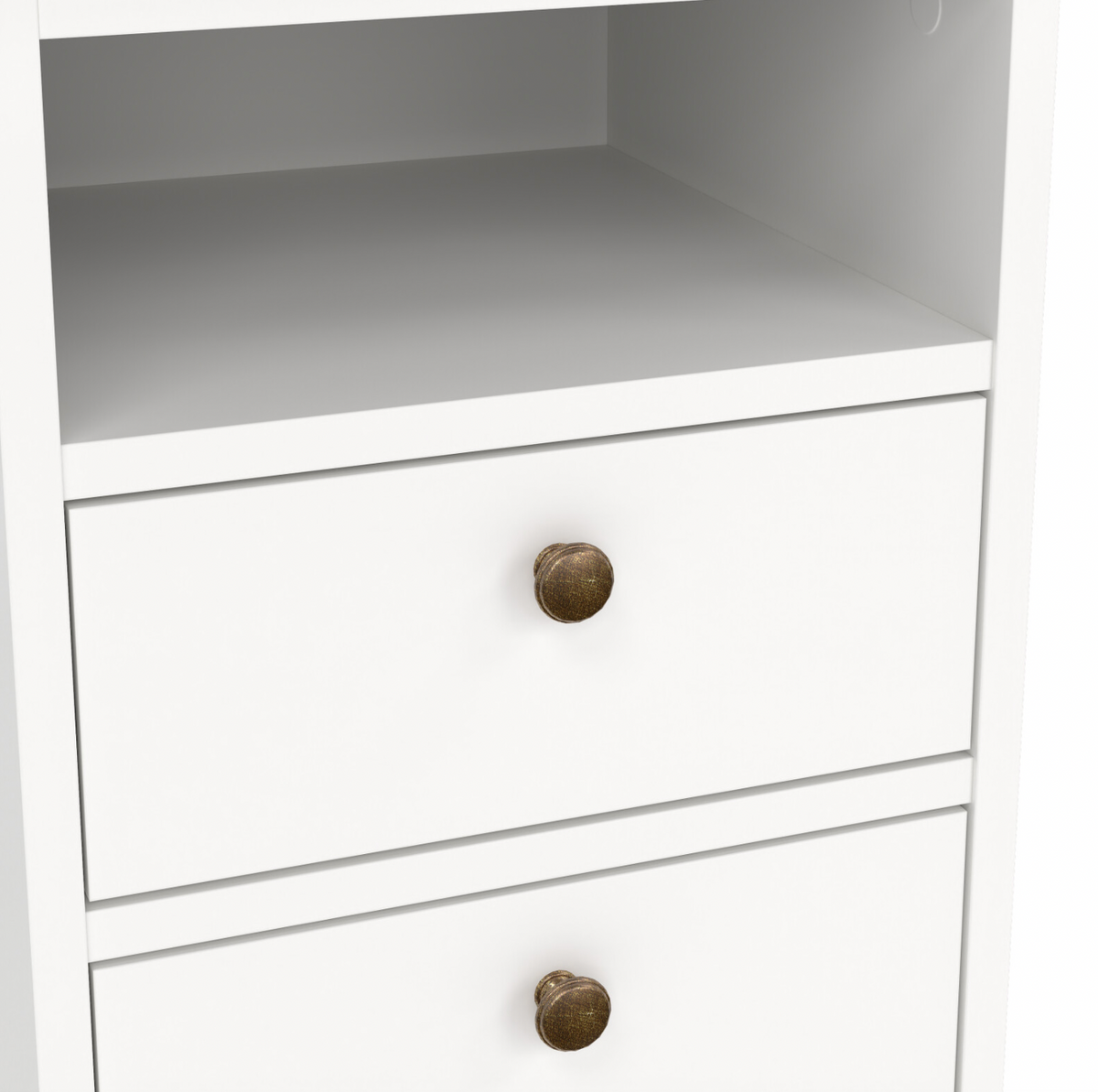 Table de chevet Paris White – 2 tiroirs