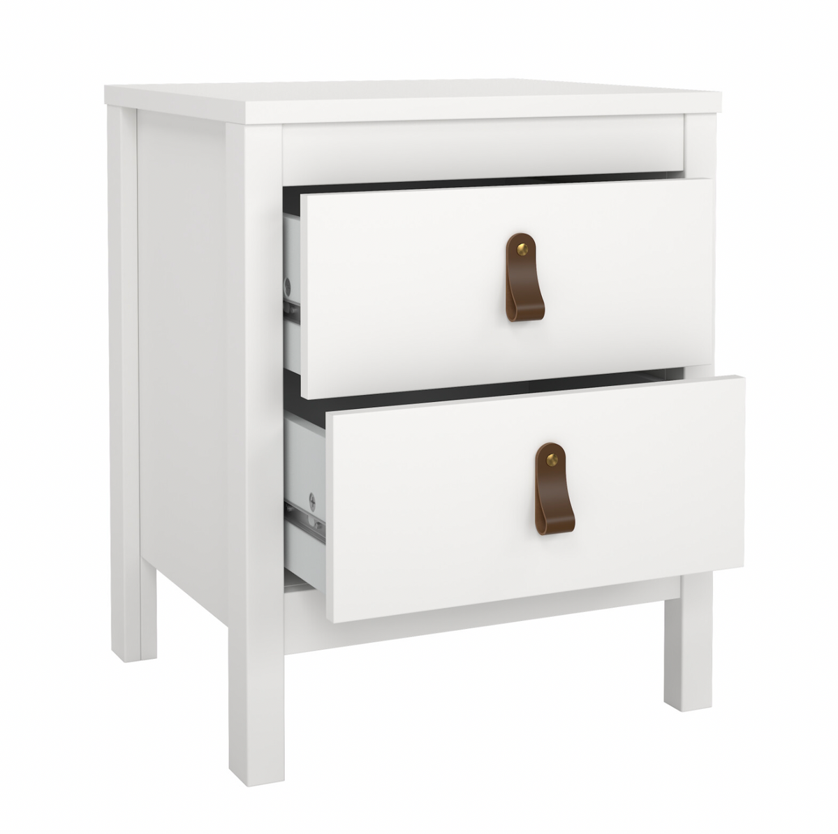 Table de chevet Madrid avec 2 tiroirs - Blanc