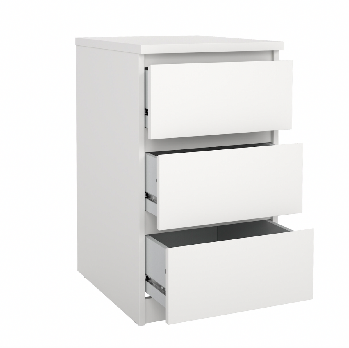 Table de chevet avec 3 tiroirs - Blanc