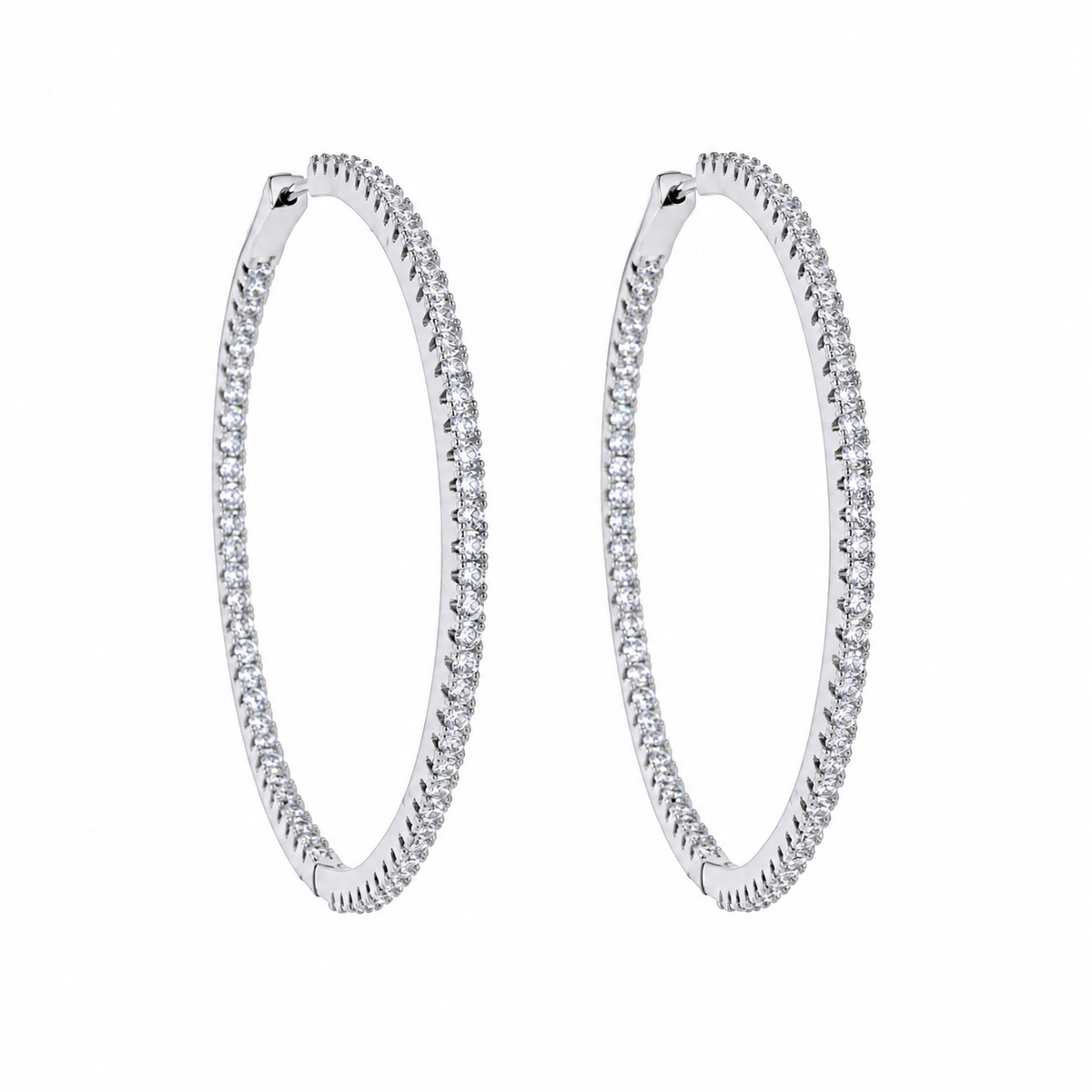 Boucles d'oreilles Kendal Hoops - plaqué rhodium
