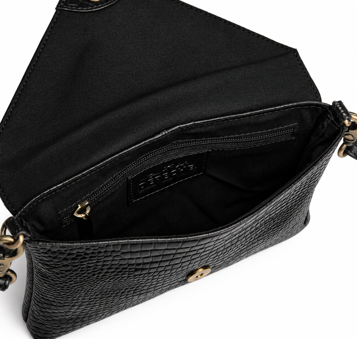 Clutch croco en cuir - Black