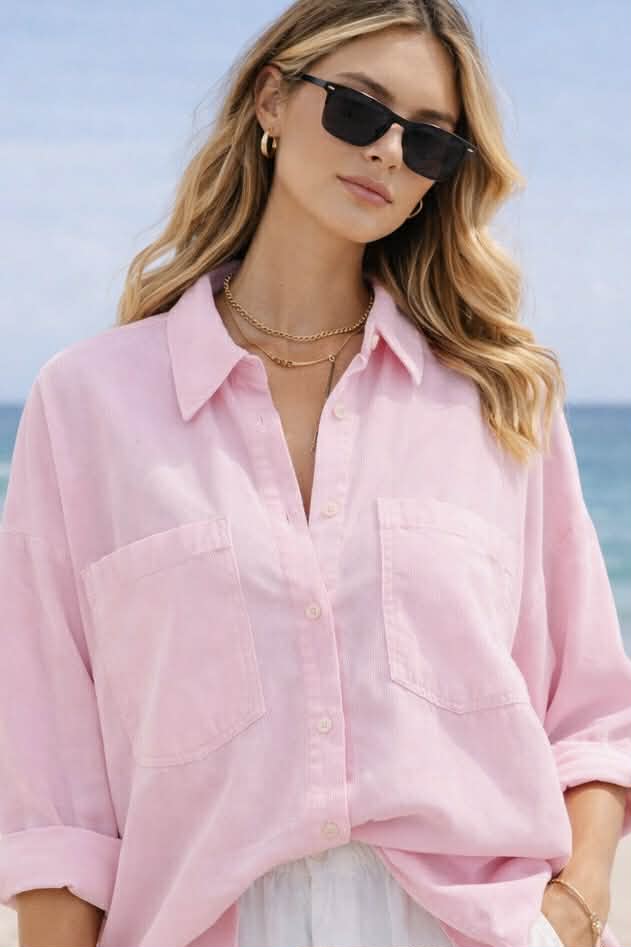 Chemise en baby velours - Rose