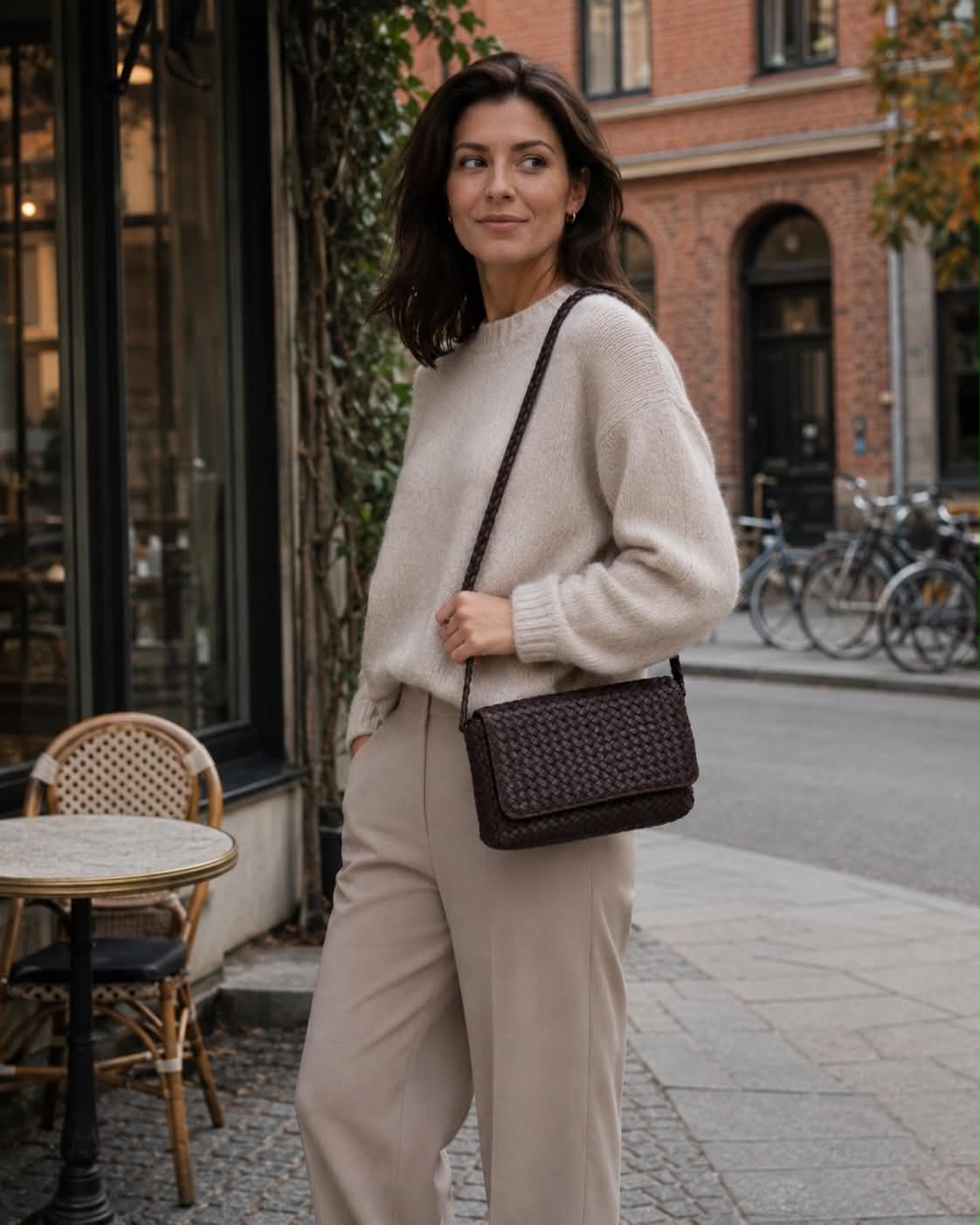 Crossover élégante -  Dark brown – cuir de veau