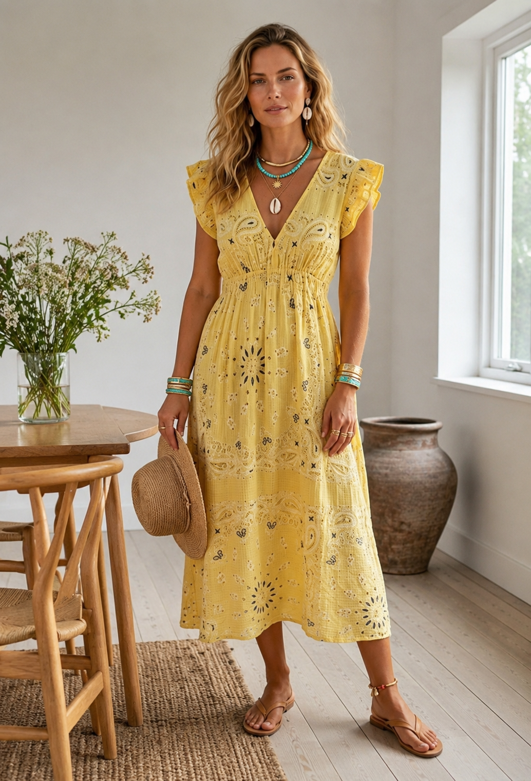 Robe summer cotton - Yellow