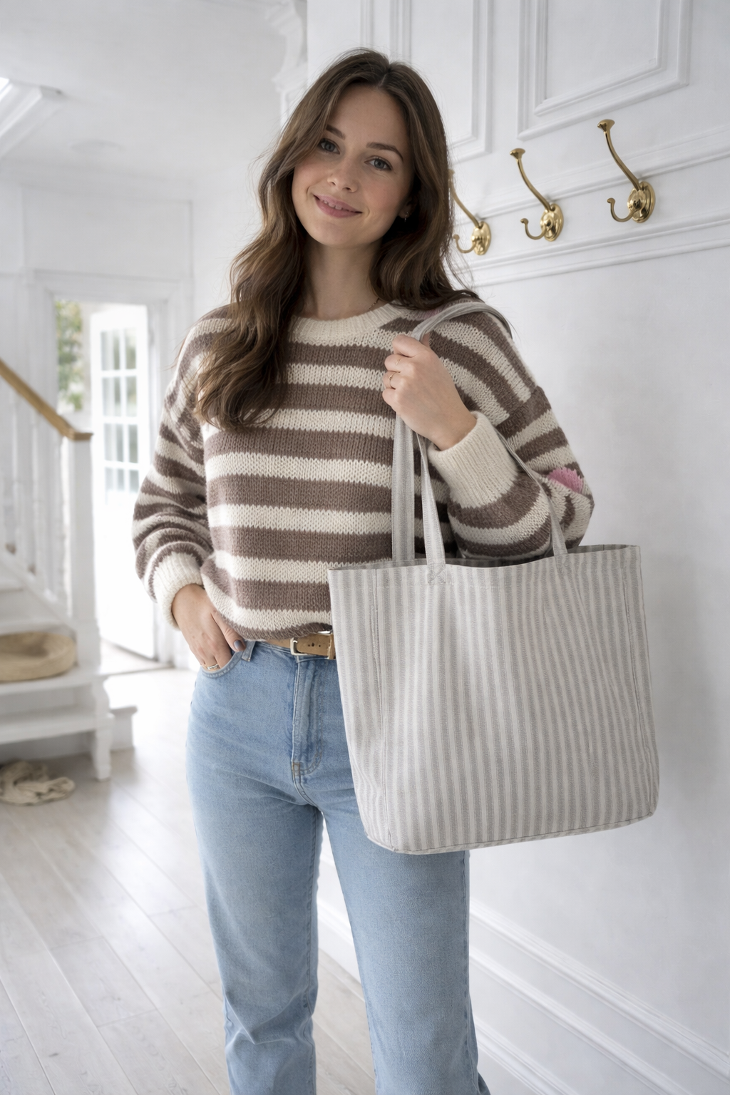 Shopper Rayures grises