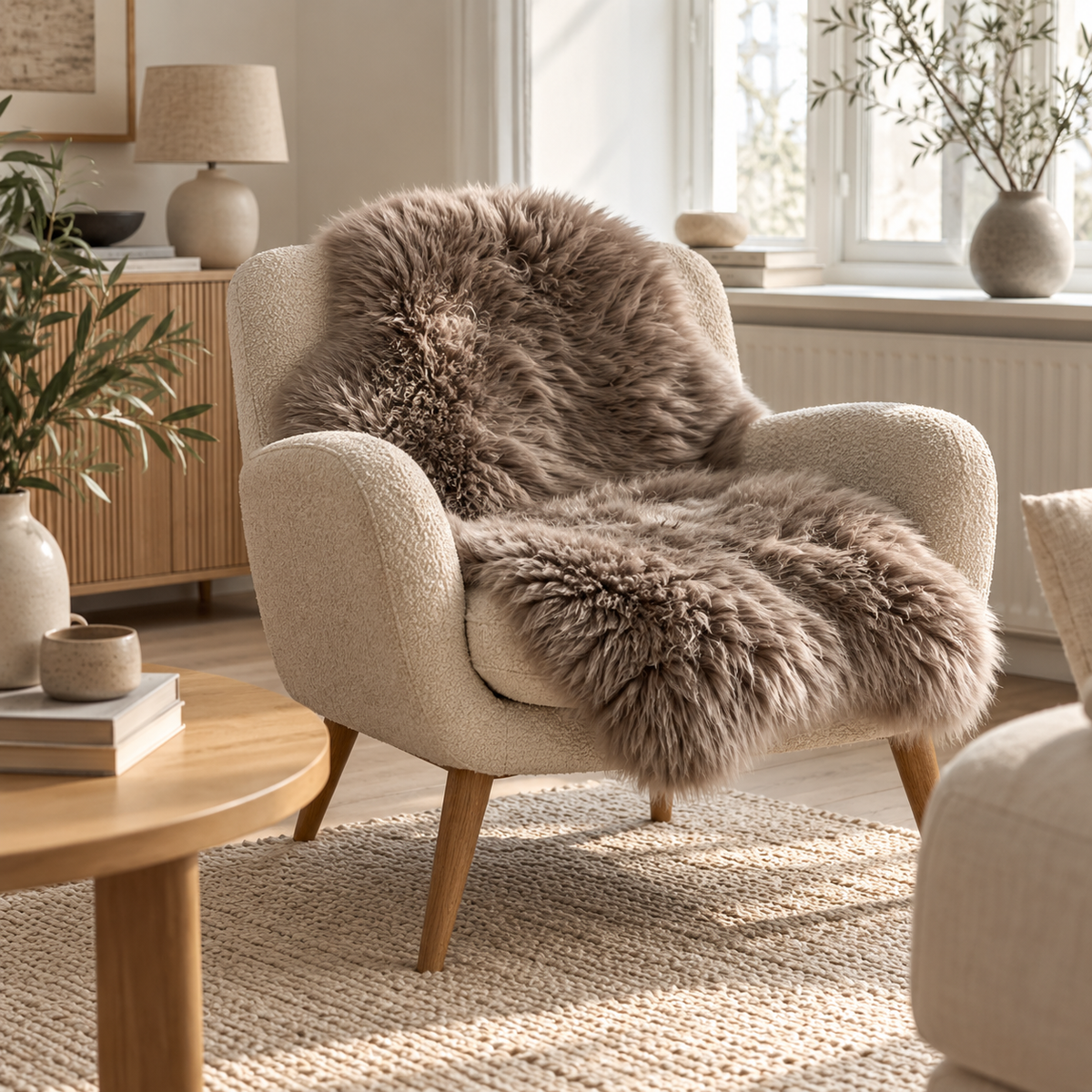 Peau de mouton dans une superbe couleur mocca