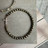 Bracelet Nikki pyrite onyx - croix en argent sterling plaqué or