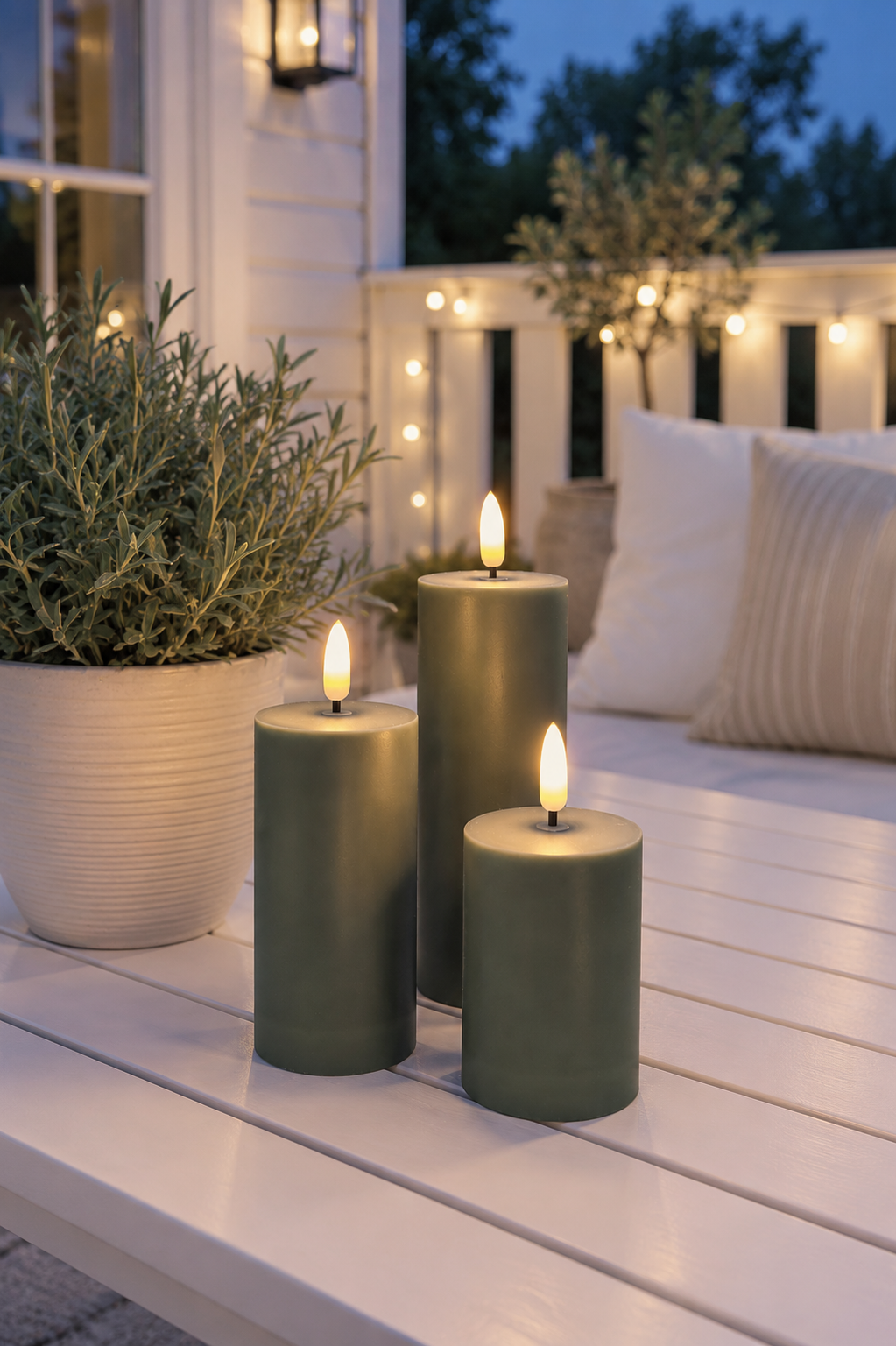 Bougies LED d'extérieur - Lot de 3 - Vert