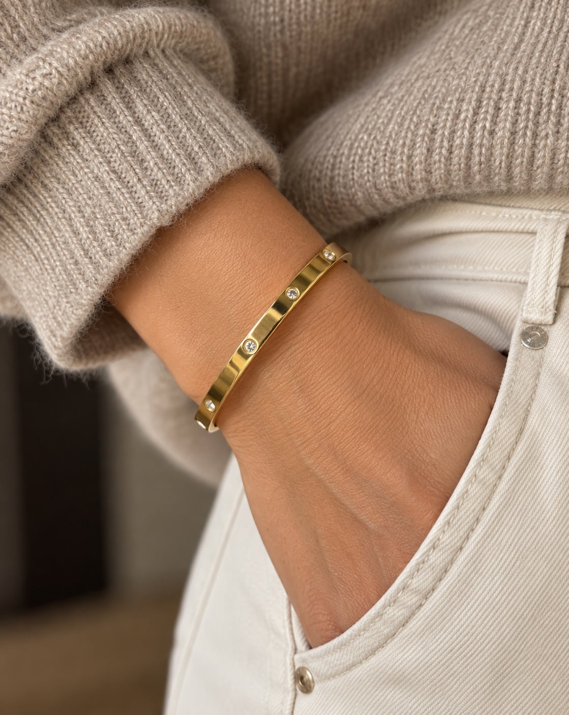 Bracelet rigide Mindy plaqué or 18K