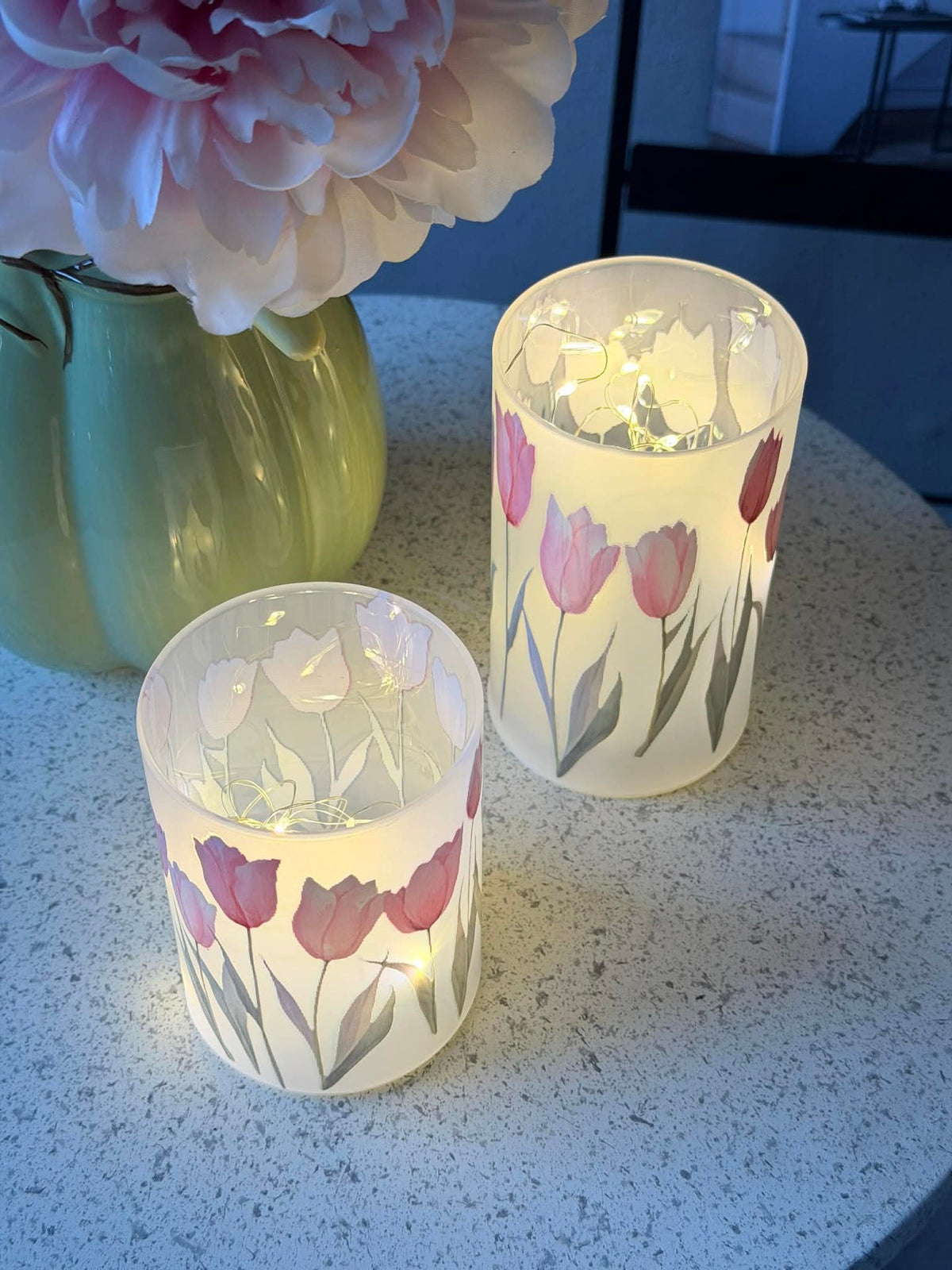 Bougeoirs tulipe avec lumière LED - lot de 2.