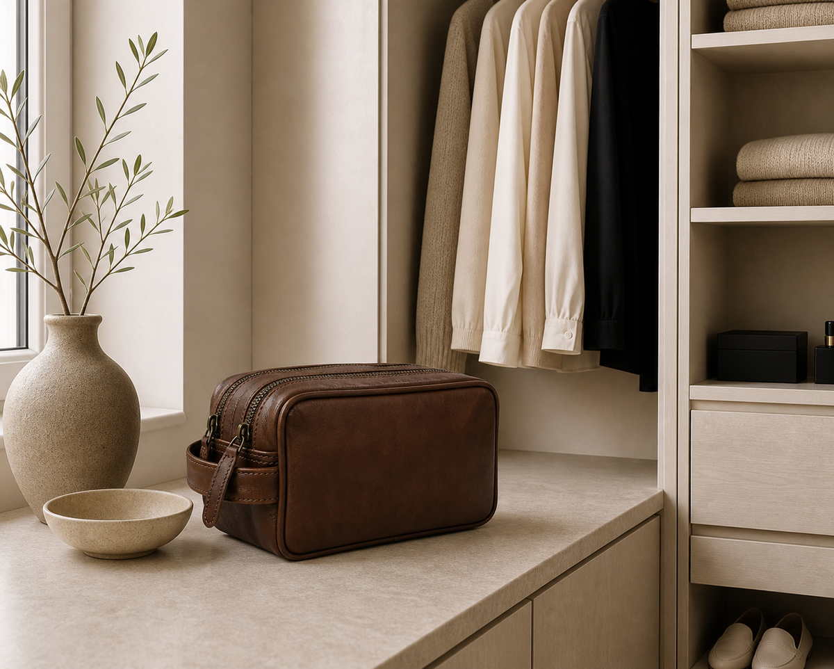 Trousse de toilette double Faust - Dark brown