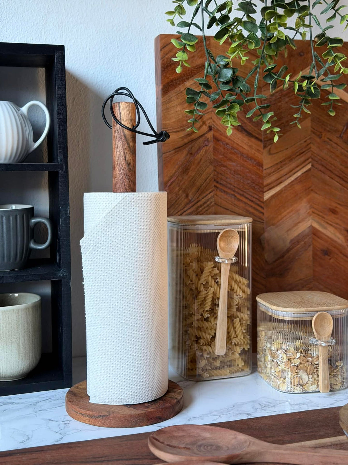 Porte-rouleau de cuisine en acacia