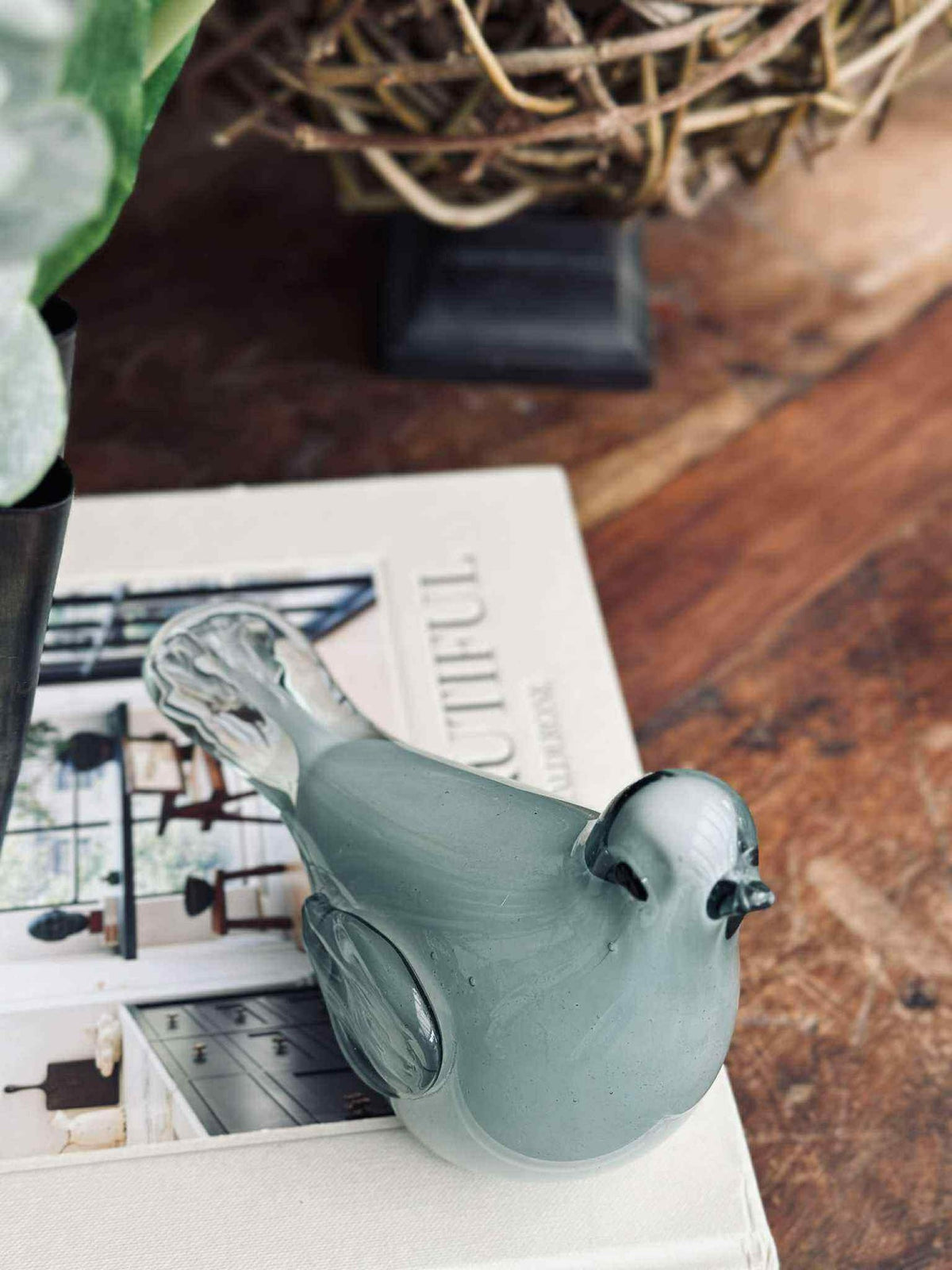Oiseau LED en verre soufflé - Vert