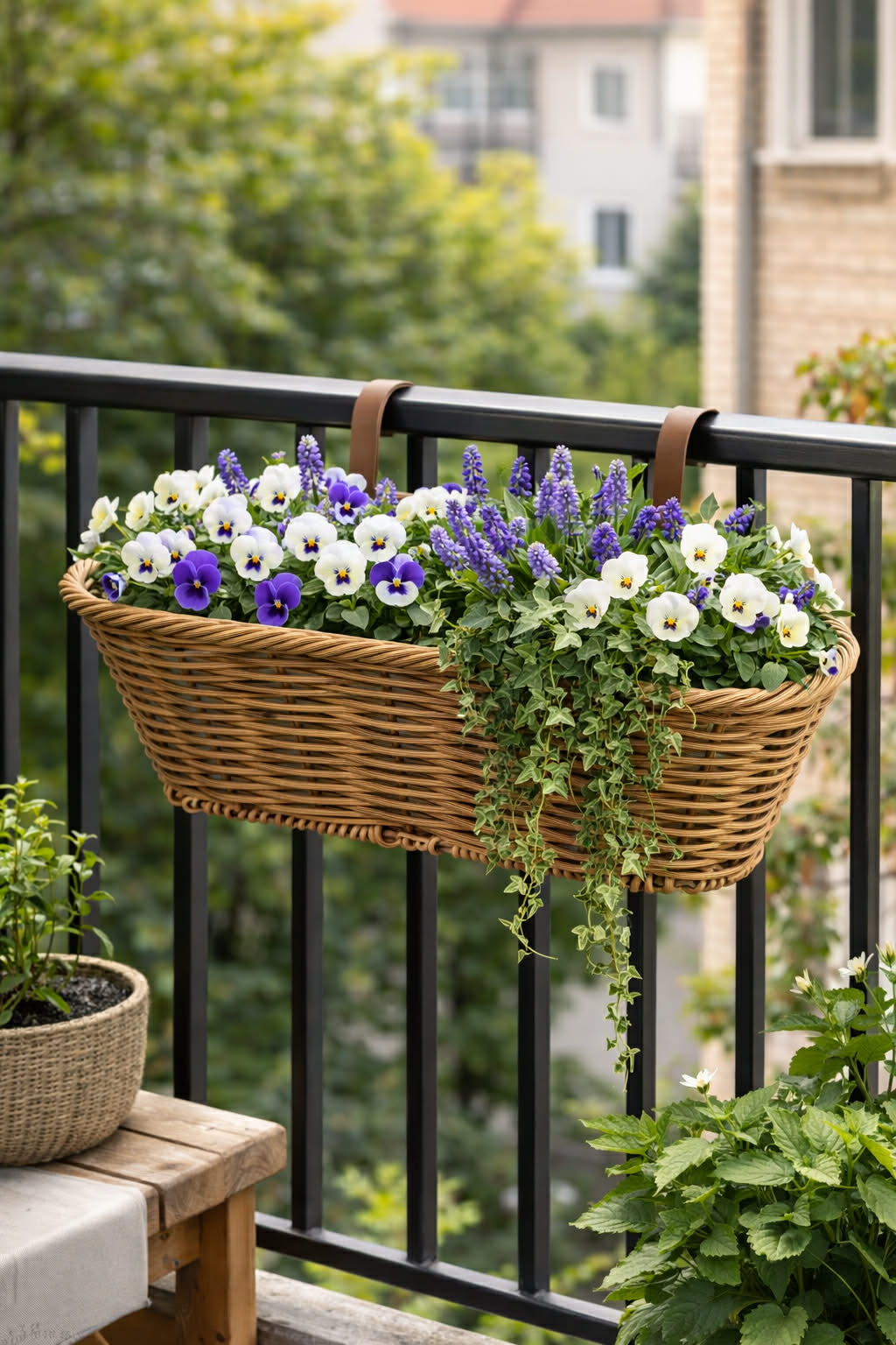 Jardinière de balcon en rotin - plusieurs tailles