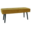 Banc en velours jaune moutarde avec pieds noirs