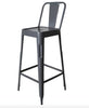 Tabouret de bar avec dossier – Design industriel – Fer gris