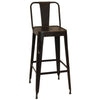 Chaise de bar avec dossier - Design industriel - Fer noir