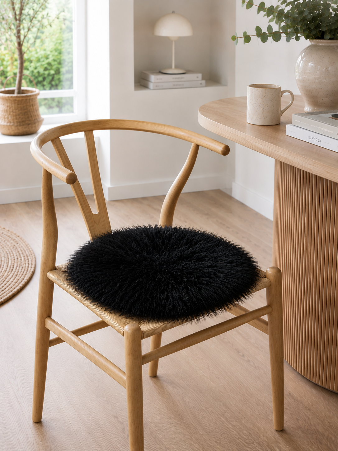 Peau de siège Ø 34 cm - Black peau de mouton