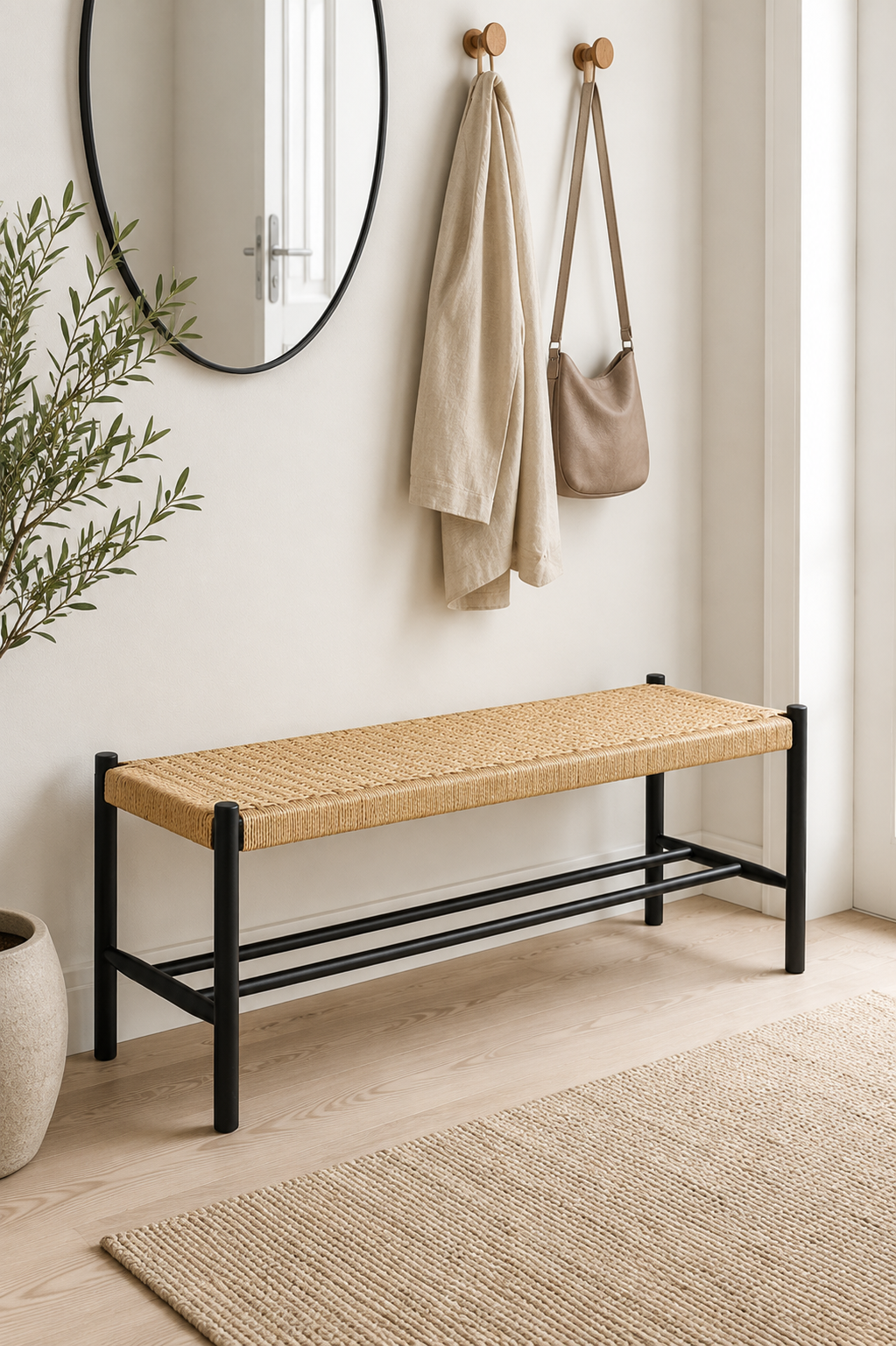 Banc hêtre Noir / naturel - 120 cm